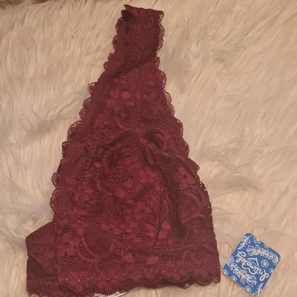 NWT Free People Galloon Lace Halter Wine - Picture 3 of 6
